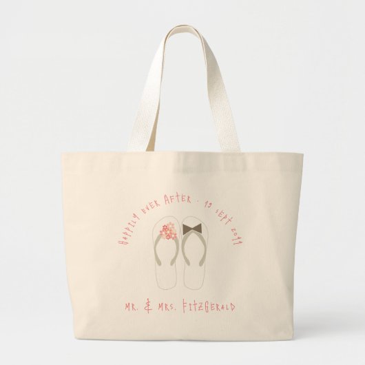 Flip Flops Blume Beach Wedding Tote Bag Jumbo Stoffbeutel (Vorne)