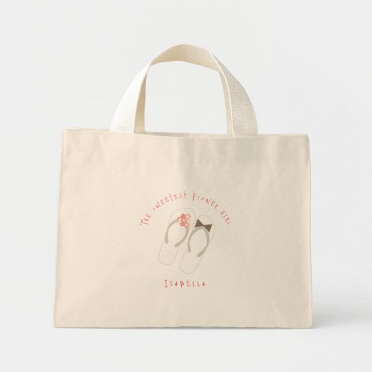 Flip Flops Blume Beach Wedding Tote Bag Mini Stoffbeutel (Vorne)