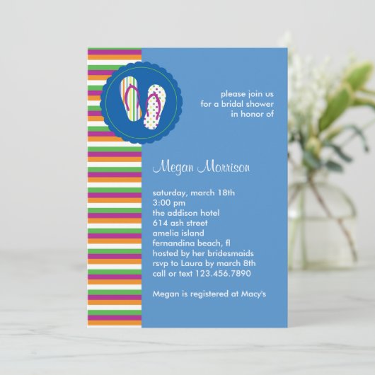 Flip Flops Bridal Dusche Einladung (Stehend Vorderseite)