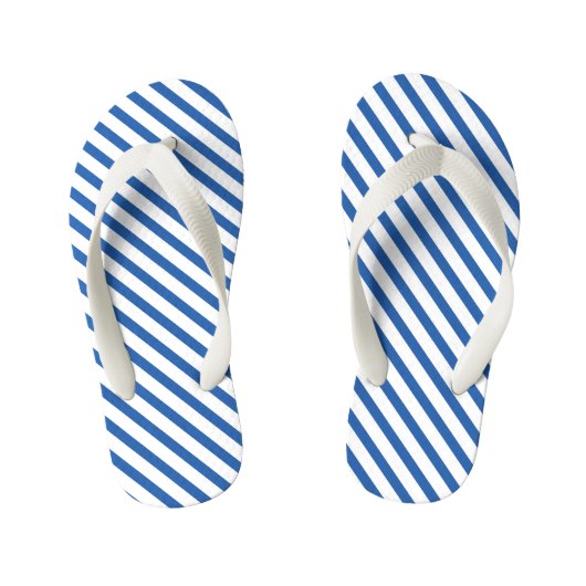 Flip Flops Children - Blue Stripe Pattern Kinderbadesandalen (Fußbett)