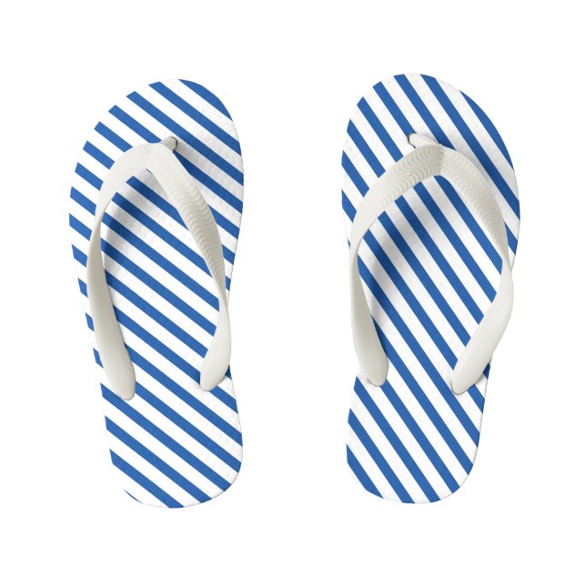 Flip Flops Children - Blue Stripe Pattern Kinderbadesandalen (Fußbett)