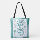 Flip Flops & Cold Drinks Sommer-Strandtasche Tasche (Rückseite)