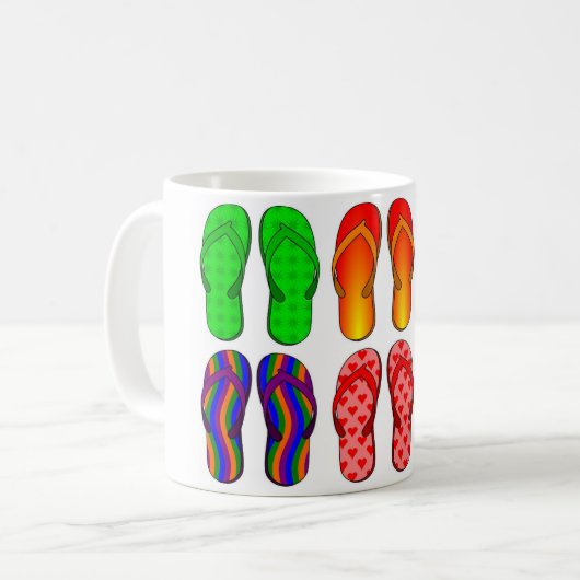 Flip Flops Design farbenfroh Kaffeetasse (Vorderseite Links)