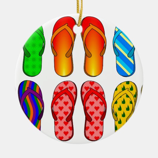 Flip Flops farbenfrohe Fun Beach Thema Sommergesch Keramikornament (Vorne)