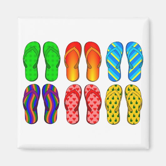 Flip Flops farbenfrohe Fun Beach Thema Sommergesch Magnet (Vorne)