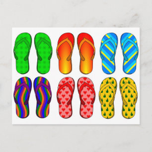Flip Flops farbenfrohe Fun Beach Thema Sommergesch Postkarte