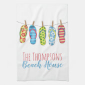 Flip Flops farbenfrohe Personalisierte Beach House Geschirrtuch (Vertikal)