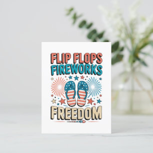 Flip Flops, Feuerwerk, Freiheit - Patriotischer So Postkarte