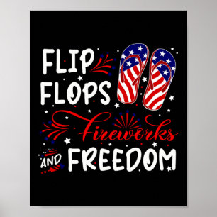 Flip Flops Feuerwerke und Freiheit Shirt 4. Juli Poster