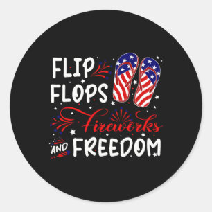 Flip Flops Feuerwerke und Freiheit Shirt 4. Juli Runder Aufkleber