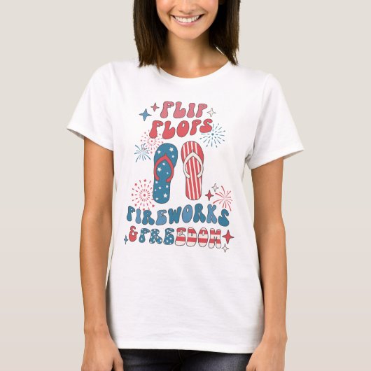 Flip Flops Fireworks Freedom T-Shirt (Vorderseite)