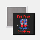 Flip Flops Fireworks und Freedom American Flag 4. Magnet (Vorderseite/Rückseite)