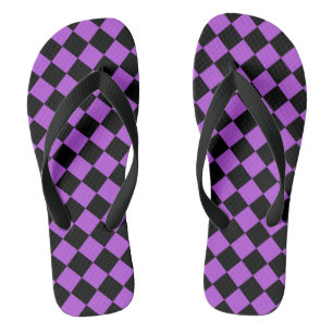 Flip Flops für lila und schwarze Diamantmuster Badesandalen