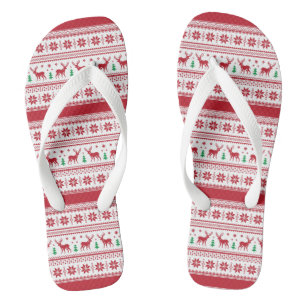 Flip Flops für Red Fair Isle Design Badesandalen