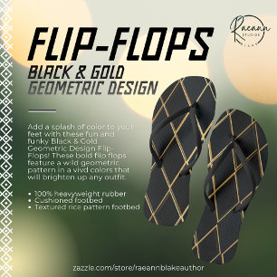 Flip Flops für Schwarz und Gold Geometric Badesandalen