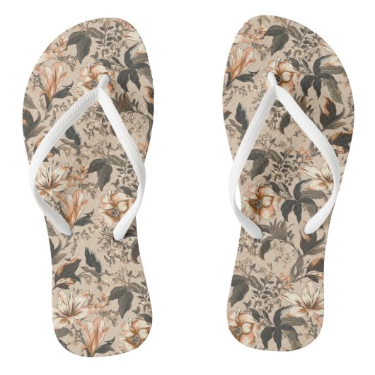 Flip Flops für Vintages Blumenmuster Badesandalen (Fußbett)