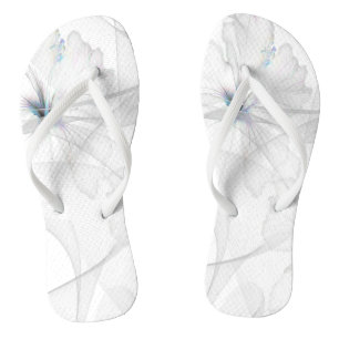 Flip Flops für Women Veil Covered White Hibiskus Badesandalen