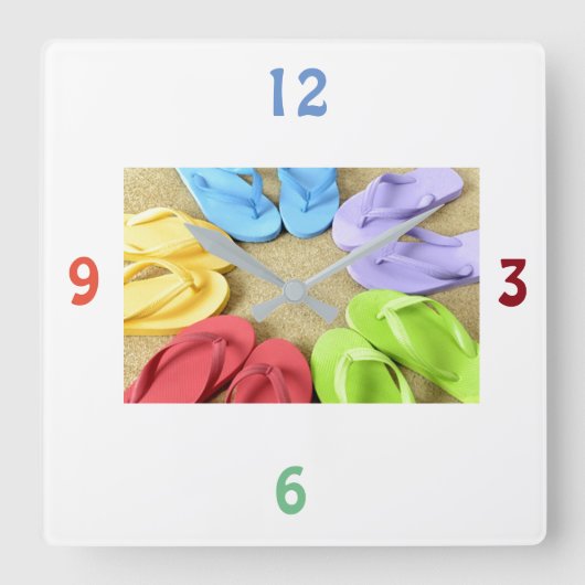 ***FLIP FLOPS GALORE*** SCHLIESSEN QUADRATISCHE WANDUHR (Vorderseite)