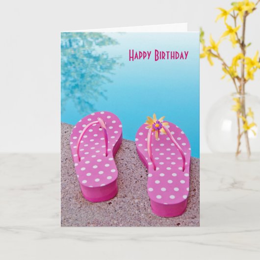 Flip Flops Geburtstag Karte (Gelbe Blume)
