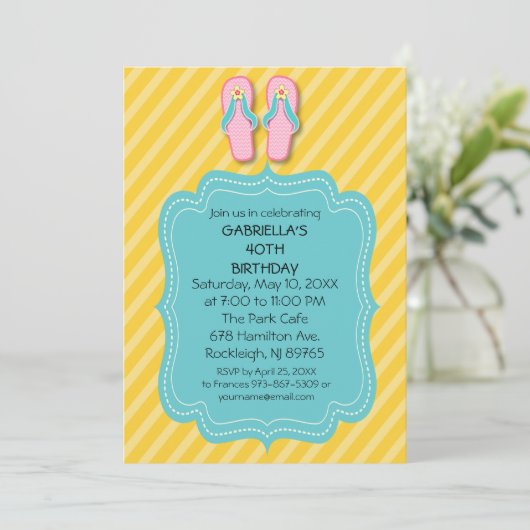Flip Flops Geburtstagsparty Einladung (Stehend Vorderseite)