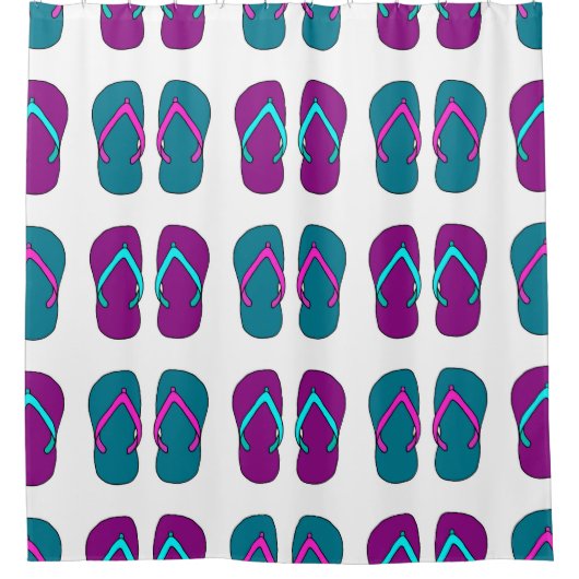 Flip Flops: Hellweiß Vintag. Duschvorhang (Vorderseite)