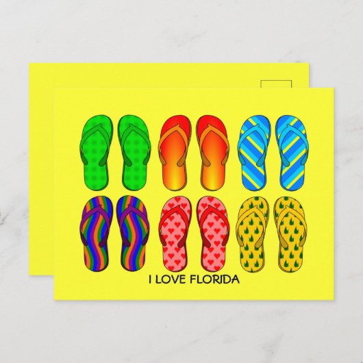 Flip Flops, "I Liebe Florida" bunt Postkarte (Vorne/Hinten)