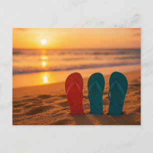 Flip Flops im SandPostkarte Postkarte