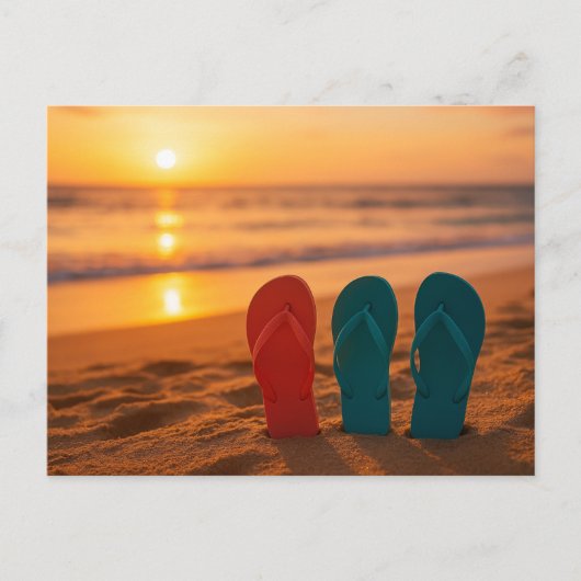 Flip Flops im SandPostkarte Postkarte (Vorderseite)