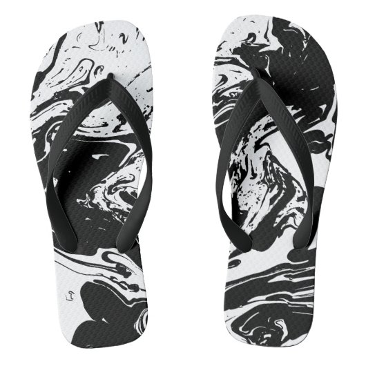 Flip Flops im Schwarz-Weiß-Marmor-Stil Badesandalen (Fußbett)