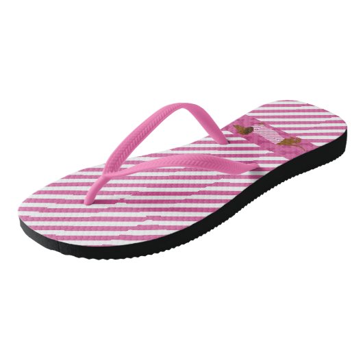Flip Flops in Rosa und Weiß-Dackel Badesandalen (Schrägansicht)