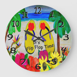 Flip Flops Insel Zeit Wand Uhr. Große Wanduhr