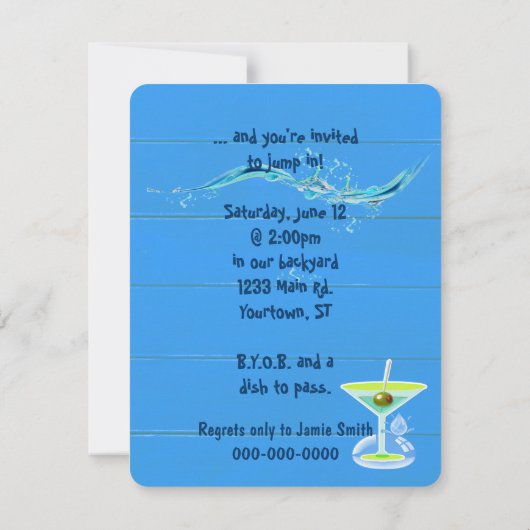 Flip-Flops mit Handtuch Pool Party Einladung (Rückseite)