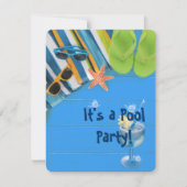 Flip-Flops mit Handtuch Pool Party Einladung (Vorderseite)
