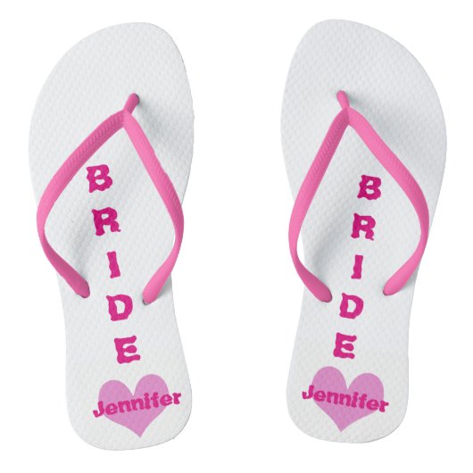 Flip Flops mit individuellem rosa Herzbrille Badesandalen (Fußbett)