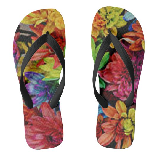 Flip Flops mit mehrfarbigem Blumenmuster Badesandalen (Fußbett)
