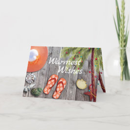 Flip Flops, Palm Tree, Weihnachtsbeleuchtung Stran Feiertagskarte