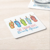 Flip Flops Personalisiert Whimsical Beach House Rechteckiger Pappuntersetzer (angewinkelt)