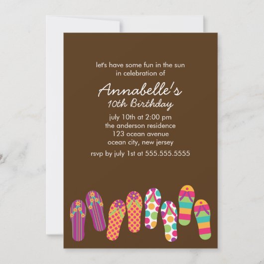 Flip Flops Pool und Summer Party Einladung (Vorderseite)