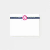 Flip Flops Preppy Fuchsia Pink & Navy Strip Post-it Klebezettel (Vorderseite)