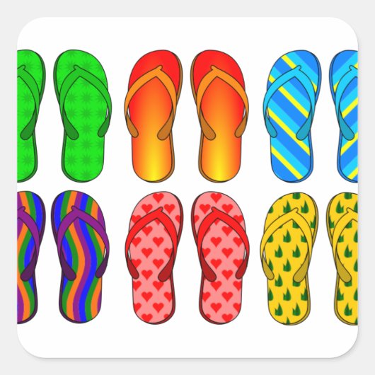 Flip Flops Quadratischer Aufkleber (Vorderseite)