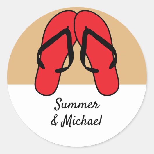 Flip Flops Red Personalisiert Runder Aufkleber (Vorderseite)