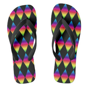Flip Flops - Regenbogendiamanten auf schwarz Badesandalen