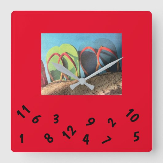 ***FLIP FLOPS*** SQUARE WANDSCHALTER QUADRATISCHE WANDUHR (Vorderseite)