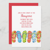 Flip Flops Strand tropisches farbiges Party Einladung (Vorne/Hinten)