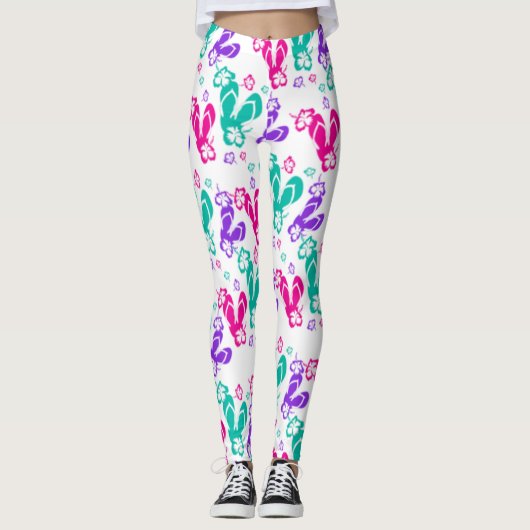 Flip Flops Summer Blume Leggings (Vorderseite)