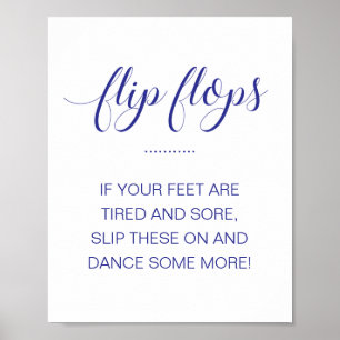 Flip Flops Tanzschuhe Navy Blue Wedding Sign Poster