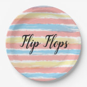 Flip Flops Typografie Yellow Pink Blue Streifen Pappteller (Vorderseite)