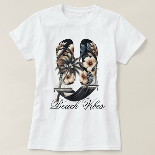 Flip Flops und Hängematten Beach Vibes T-Shirt (Design vorne)