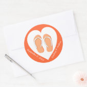 Flip Flops und Heart Orange Runder Aufkleber (Umschlag)
