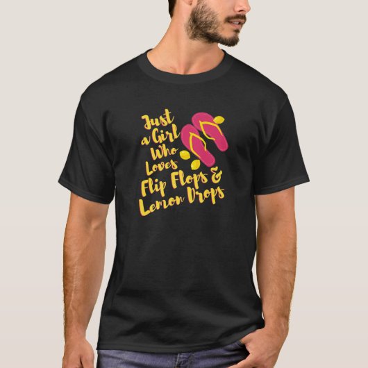 Flip Flops und Lemon fallen Sommerpalmen Lemon Dro T-Shirt (Vorderseite)